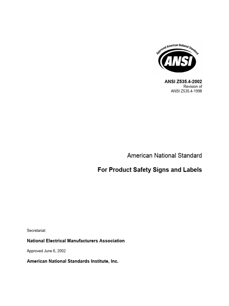 ANSI Z535.4-2002 Product Safety Signs and Labels | PDF