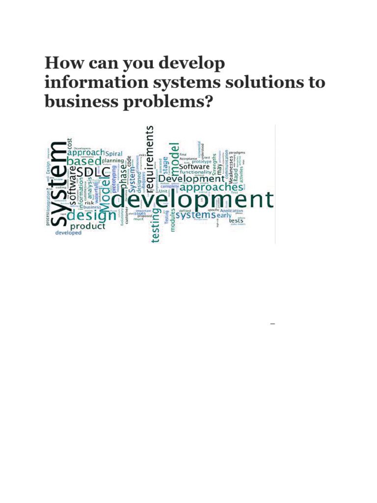 How Can You Develop Information Systems Solutions To Business Problems ...