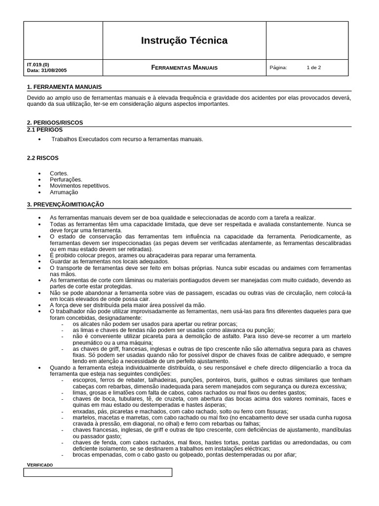 Segurança no Uso de Ferramentas Manuais | PDF | Martelo