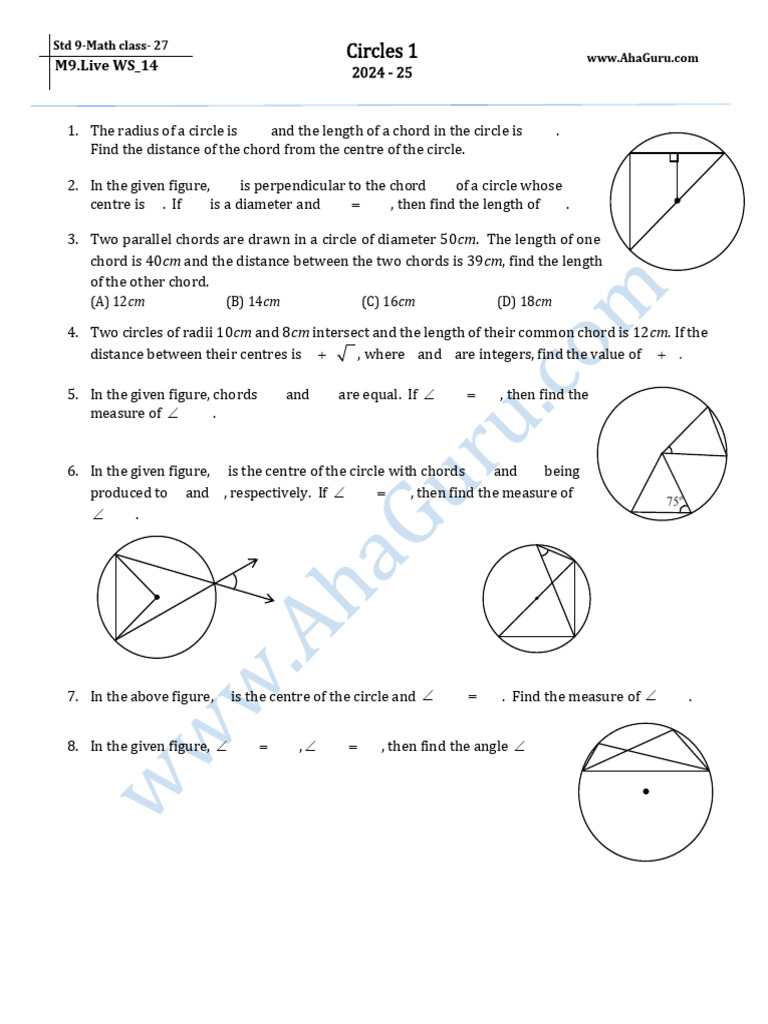 WS on Circles | PDF | Circle | Elementary Mathematics