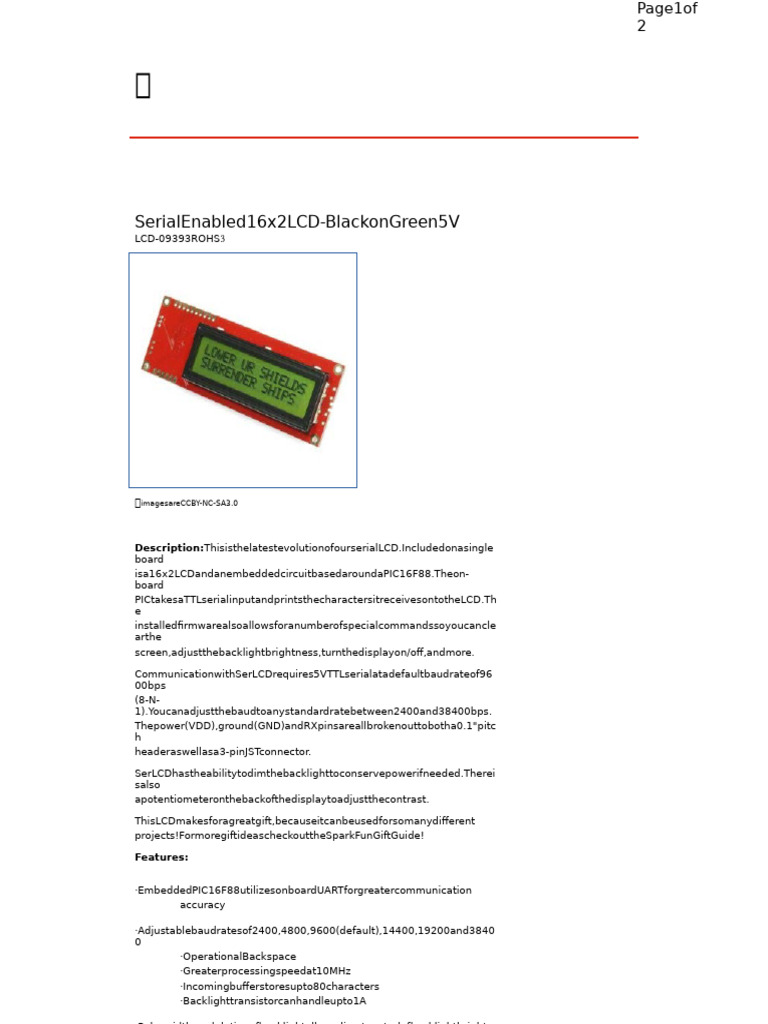 Serial 16x2 LCD Display with PIC16F88 | PDF