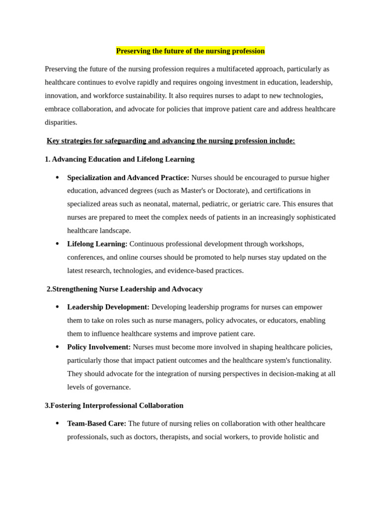 6.preserving The Future of The Nursing Profession | PDF | Nursing ...