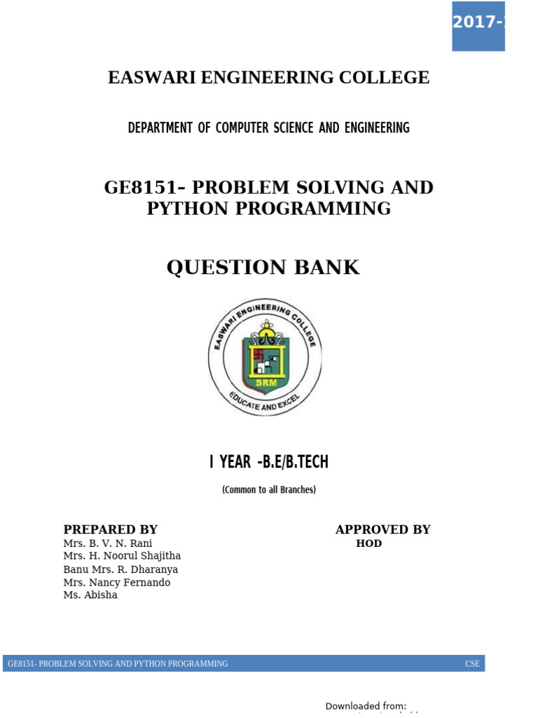 Python Question Bank | PDF | Control Flow | Algorithms