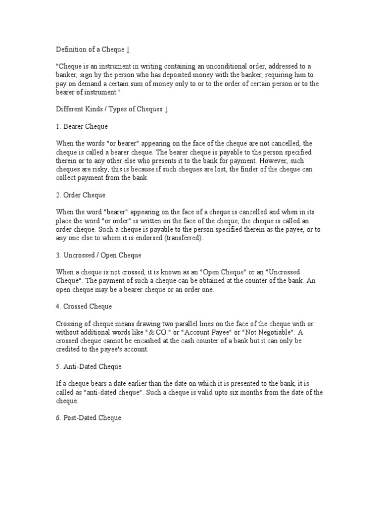 CHEQUE MEANING DEFINITION intelligence overview