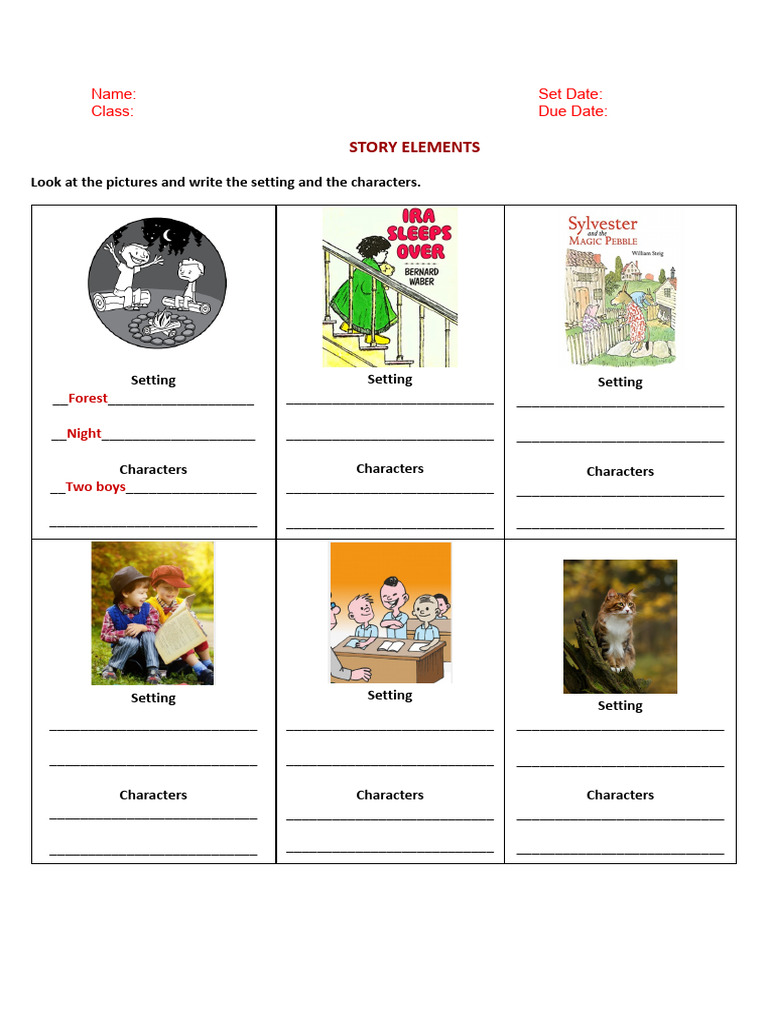 Story Elements Setting Characters Pdf