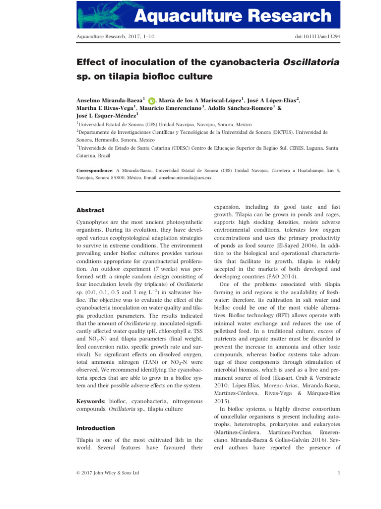 Effect of Inoculation of The Cyanobacter | PDF | Cyanobacteria