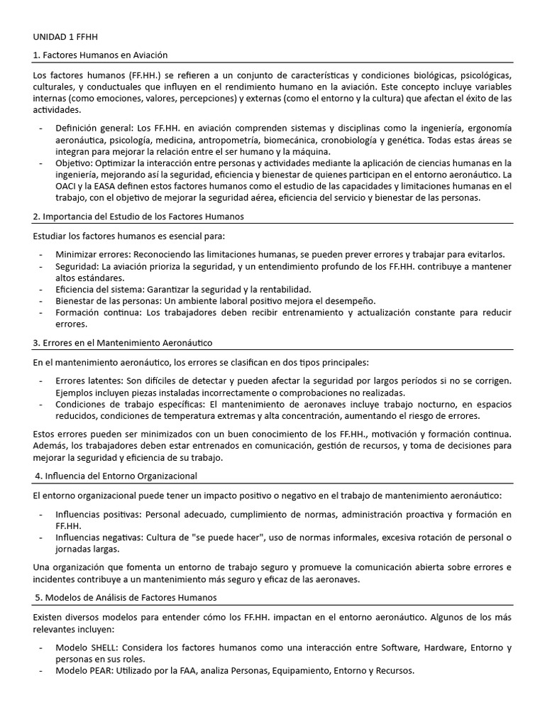 Unidad 1 FFHH | PDF | Factores humanos y ergonomía | Valores
