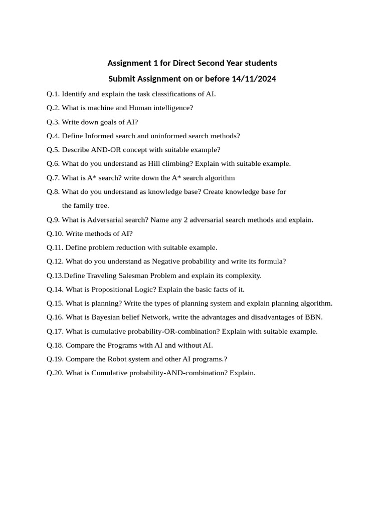 AI Concepts and Assignment Guidelines | PDF