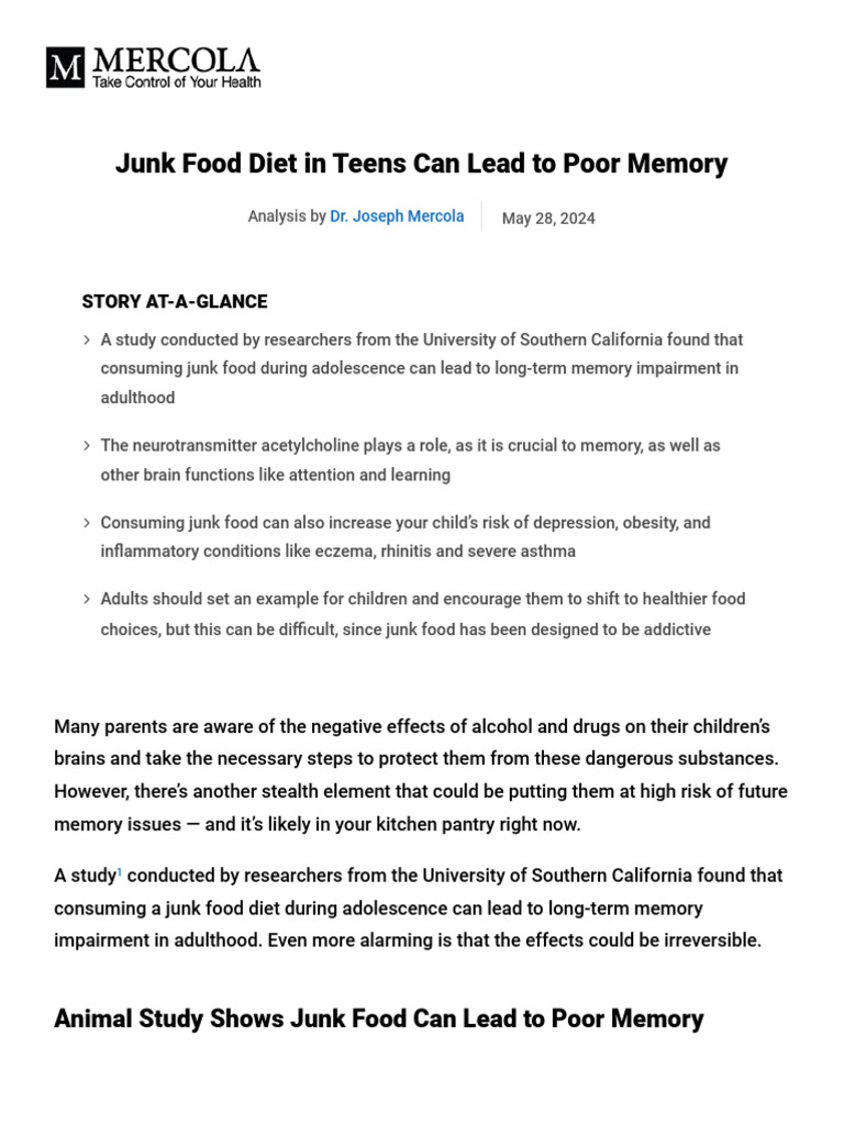 Junk food memory problems pdf pdf junk food healthy diet