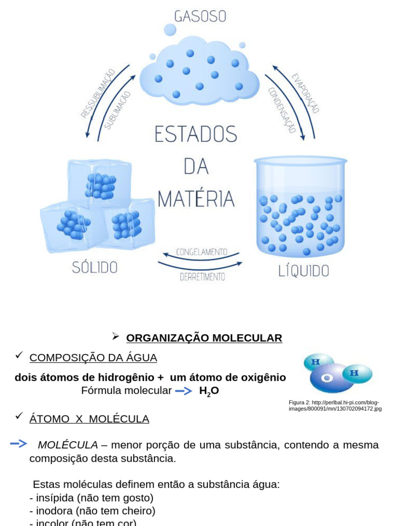 Estrutura e Estados da Água: Sólido, Líquido e Gasoso | PDF ...