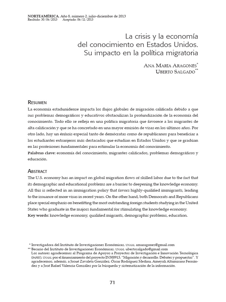 Impacto de la crisis en migración calificada | PDF | Los Estados Unidos ...