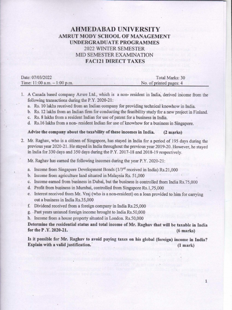 Fac121 Direct Taxes | PDF