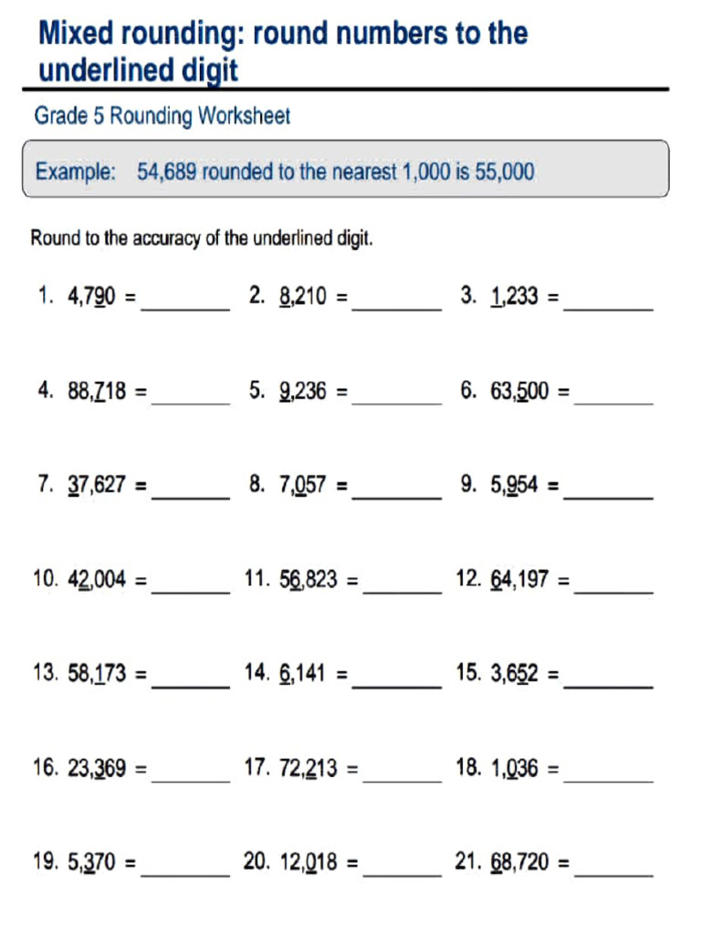 ICSE Class 5 Maths Rounding Off Worksheet PDF