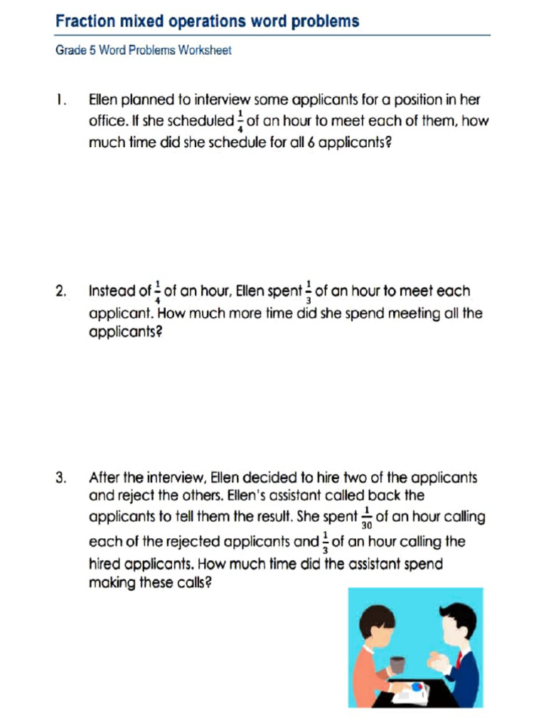 Class 5 ICSE Maths Fraction Word Problem Sums PDF Language Arts