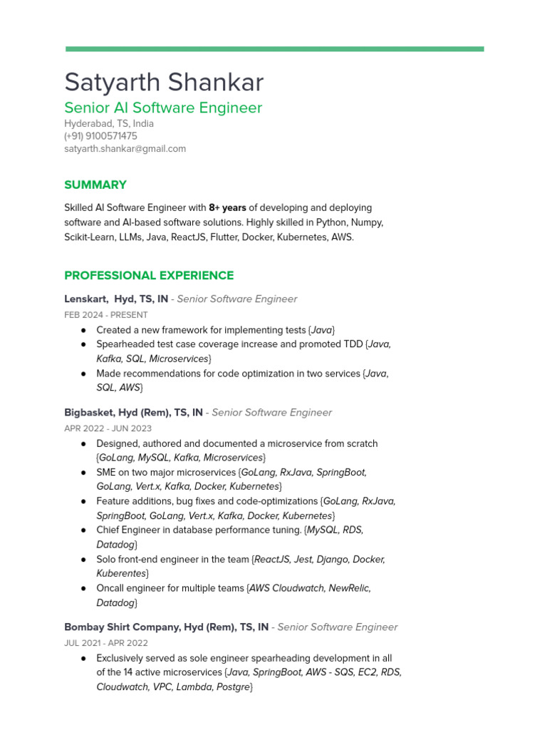 SatyarthShankar Resume | PDF | Systems Architecture | Software Engineering