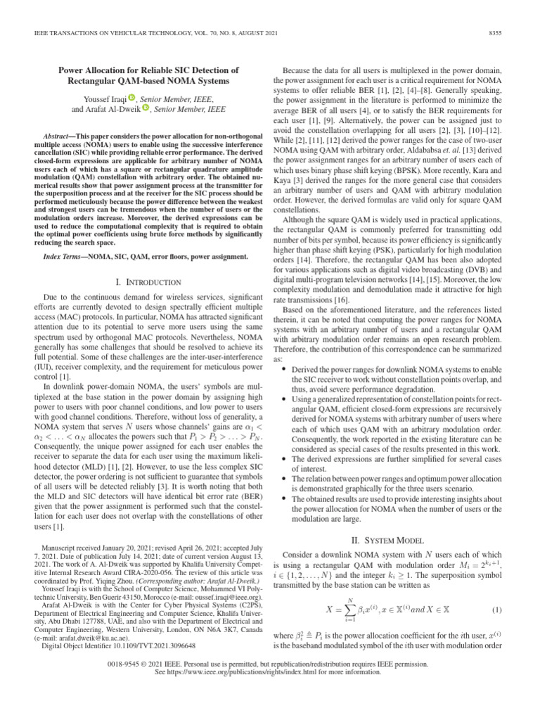 Power Allocation in NOMA with QAM | PDF | Modulation ...