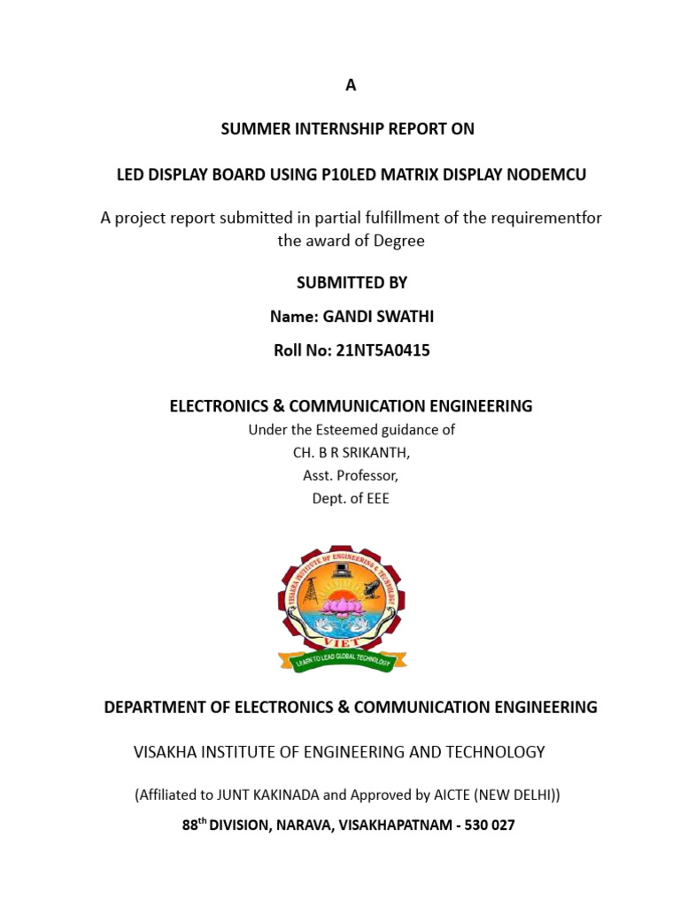 Summer Internship Document | PDF | Electronic Circuits | Internet Of Things