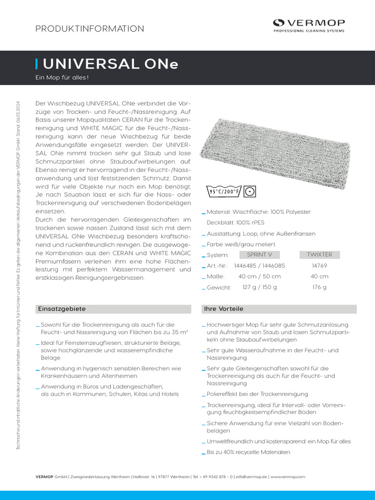 Produktinformation UNIVERSAL ONe | PDF