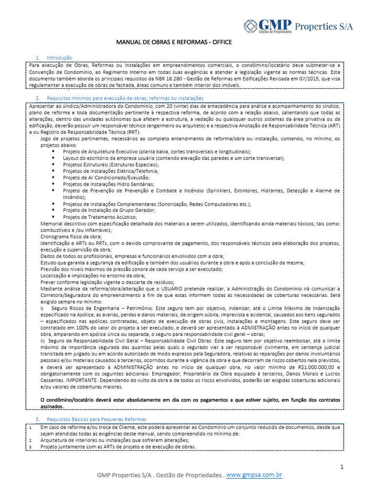 Manual de Obras e Reformas em Condomínios | PDF | Seguro | Condomínio