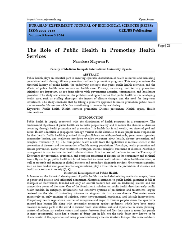 The Role of Public Health in Promoting Health Services (WWW - Kiu.ac ...