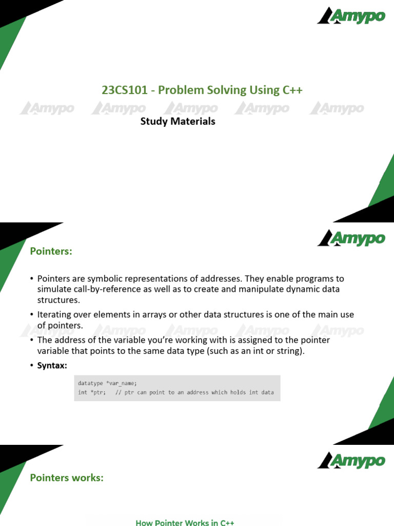 C++ Pointers and Memory Management Guide | PDF | Pointer (Computer ...
