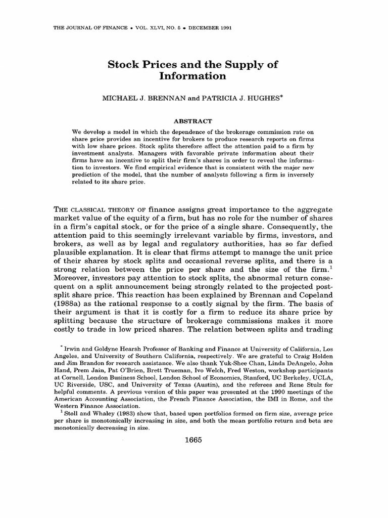 Stock Prices and Information Flow Analysis | PDF | Stocks | Share Price