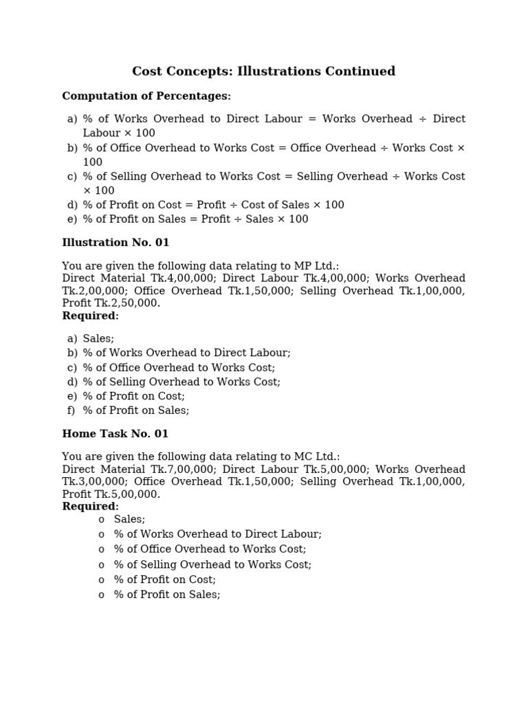 2c) - Cost Concepts - Illustrations Continued | PDF | Business ...