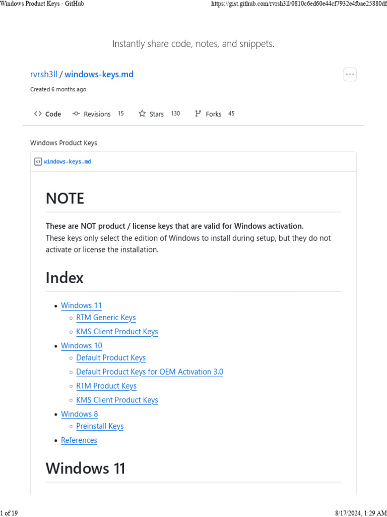 Windows Installation Product Keys Guide | PDF | Microsoft Windows ...