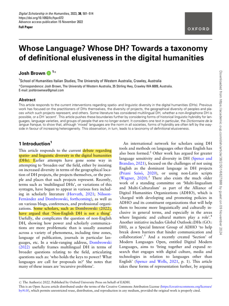 Linguistic Diversity in Digital Humanities | PDF | Linguistics | Dialect