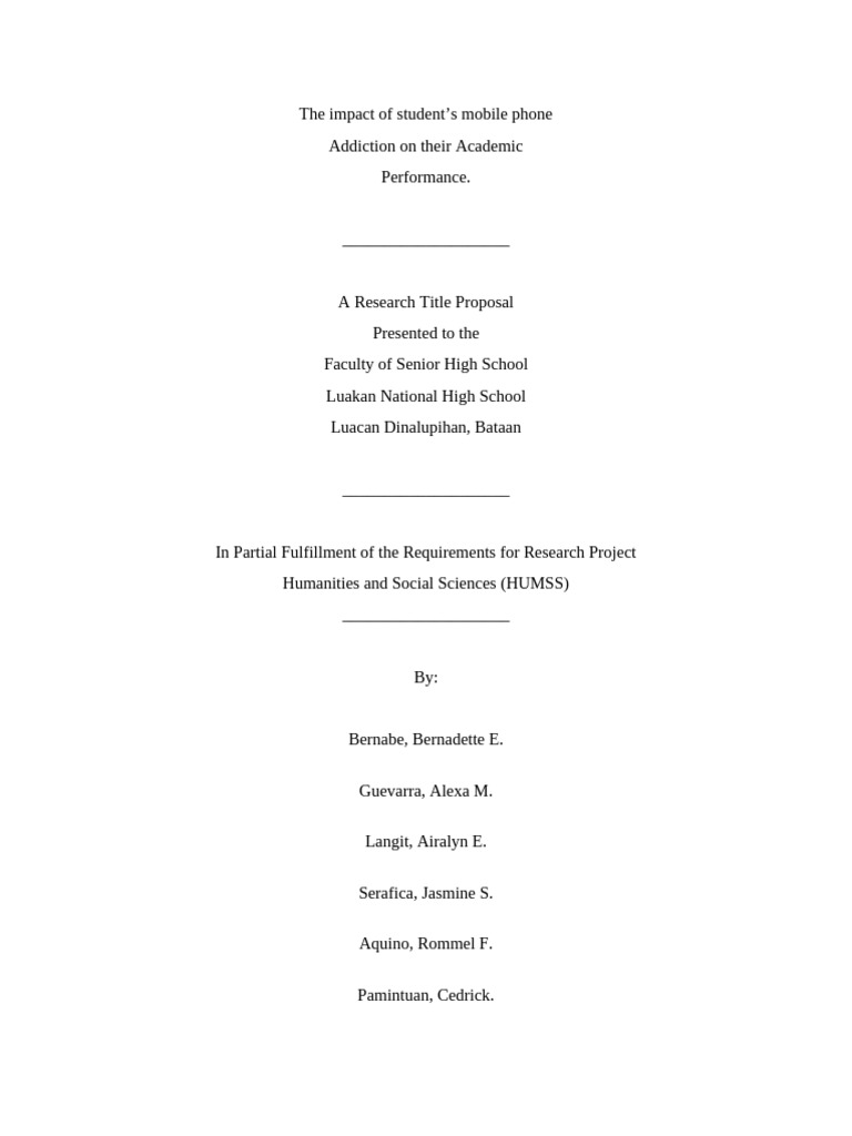 Effects of Mobile Phone Addiction on Students | PDF | Psychology ...