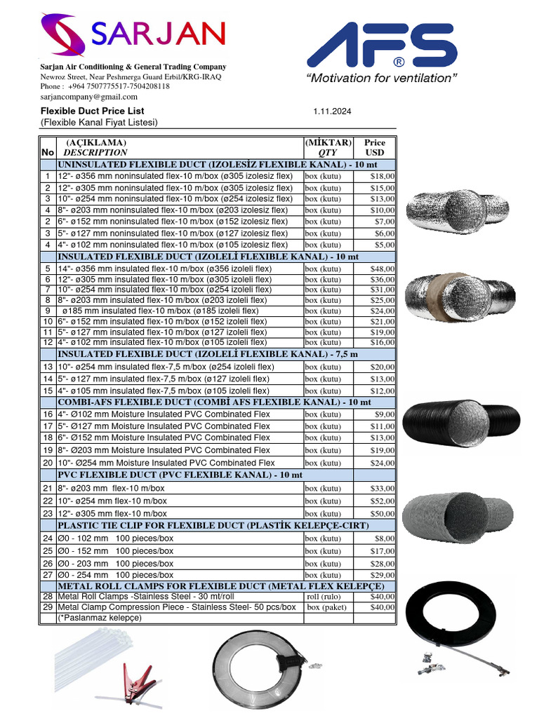 Flexible Duct Price List 2024 | PDF | Building Engineering | Building ...