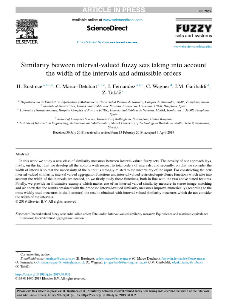 Interval-Valued Fuzzy Set Similarity | PDF | Function (Mathematics ...