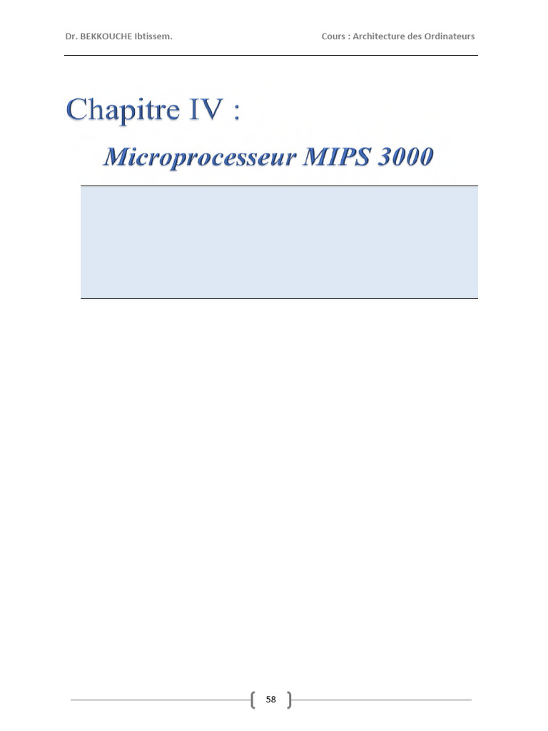 Architecture et Programmation MIPS R3000 | PDF | Microprocesseur ...