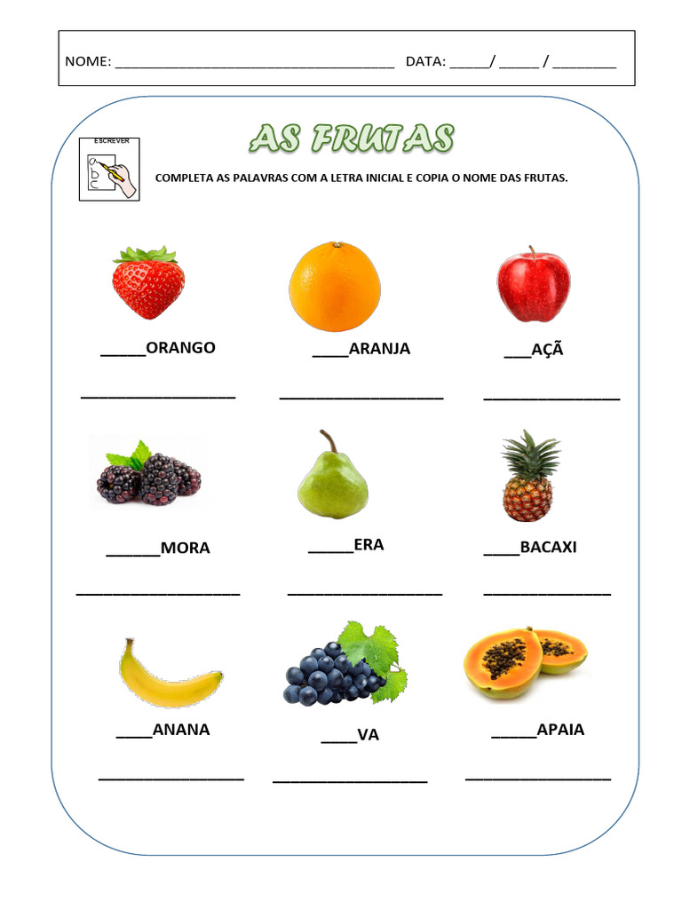 6 As Frutas (Fonema Inicial) | PDF