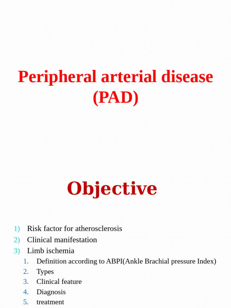 Peripheral Arterial Disease | PDF | Ischemia | Atherosclerosis