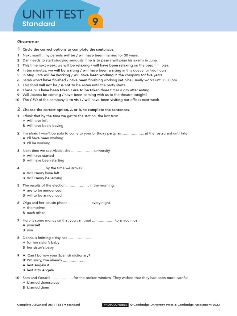 Unit Test 9 Standard | PDF | Language Arts & Discipline