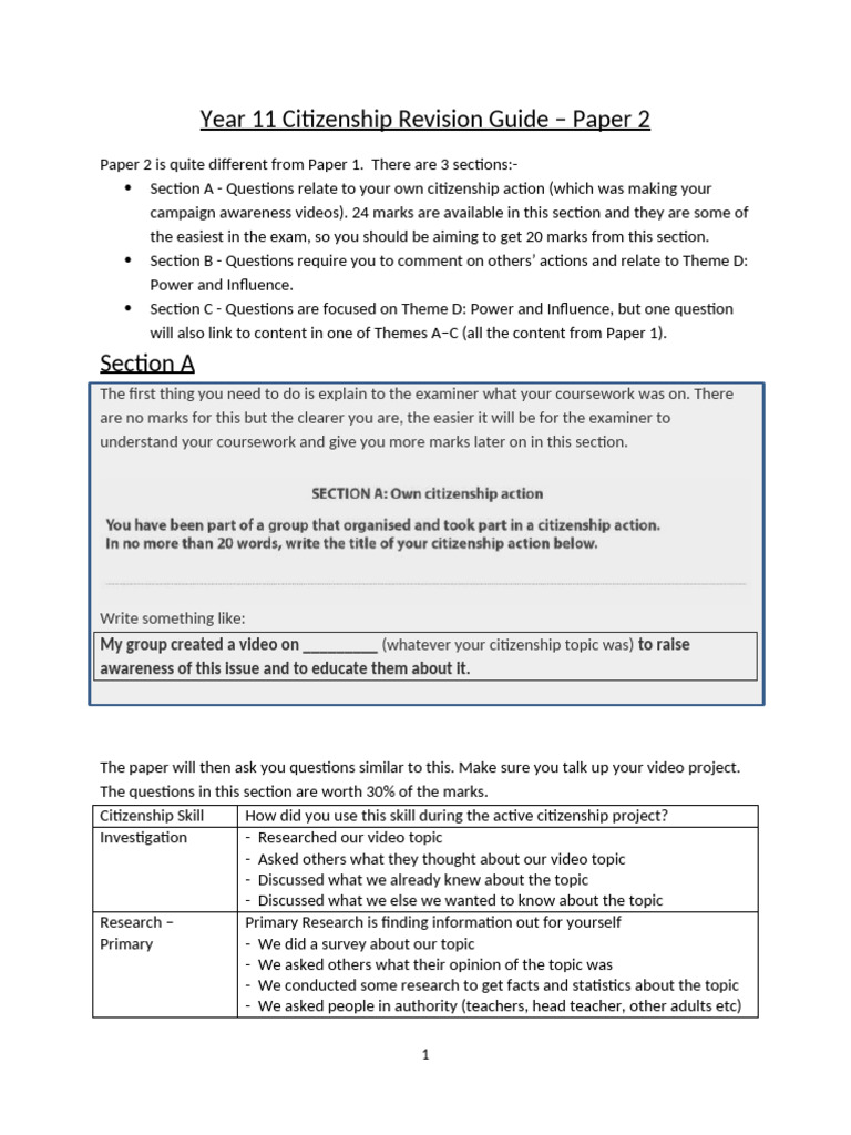 Year 11 Citizenship Paper 2 Revision Guide | PDF | United Nations ...