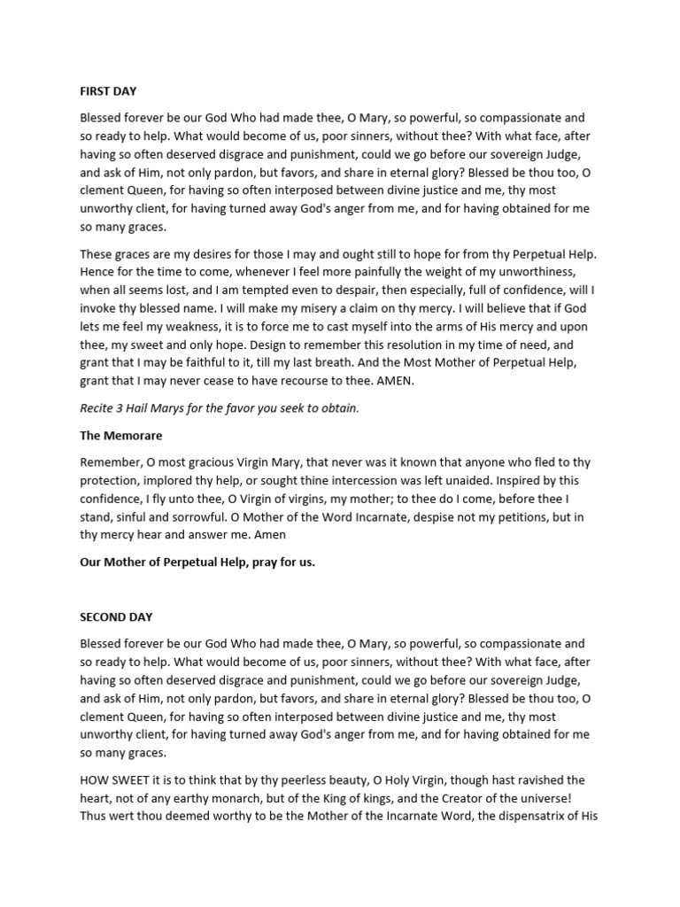 Novena to Our Mother of Perpetual Help | PDF | Mary, Mother Of Jesus ...