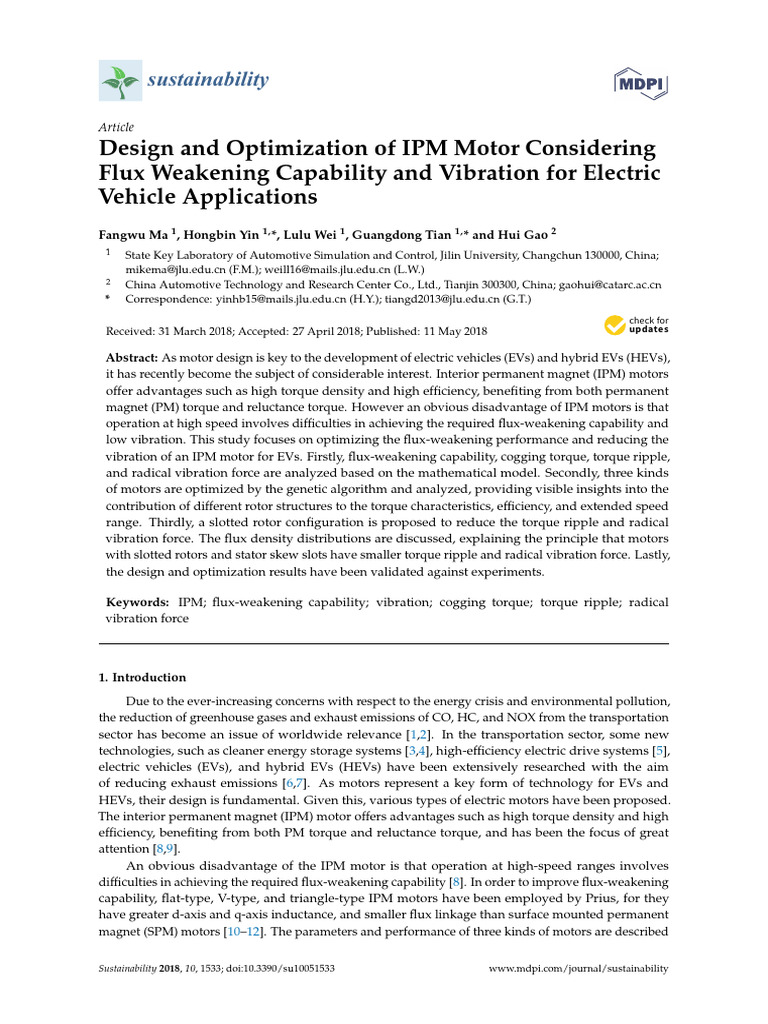 Optimizing IPM Motor for EV Performance | PDF | Electric Motor ...
