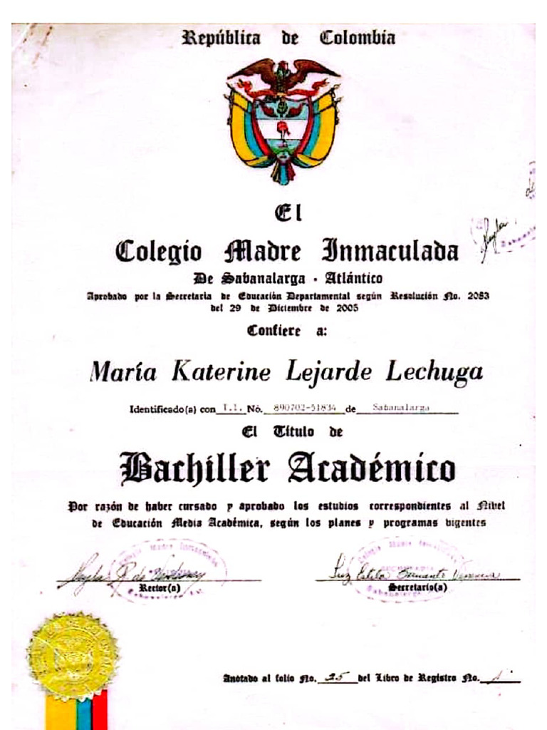 Diploma Bachiller | PDF