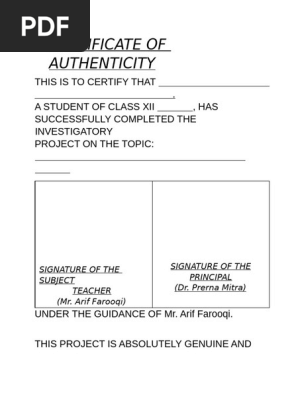 Certificate of Authenticity P