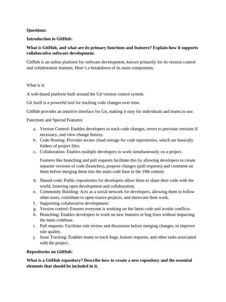 GitHub Overview: Features & Collaboration | PDF | Version Control ...