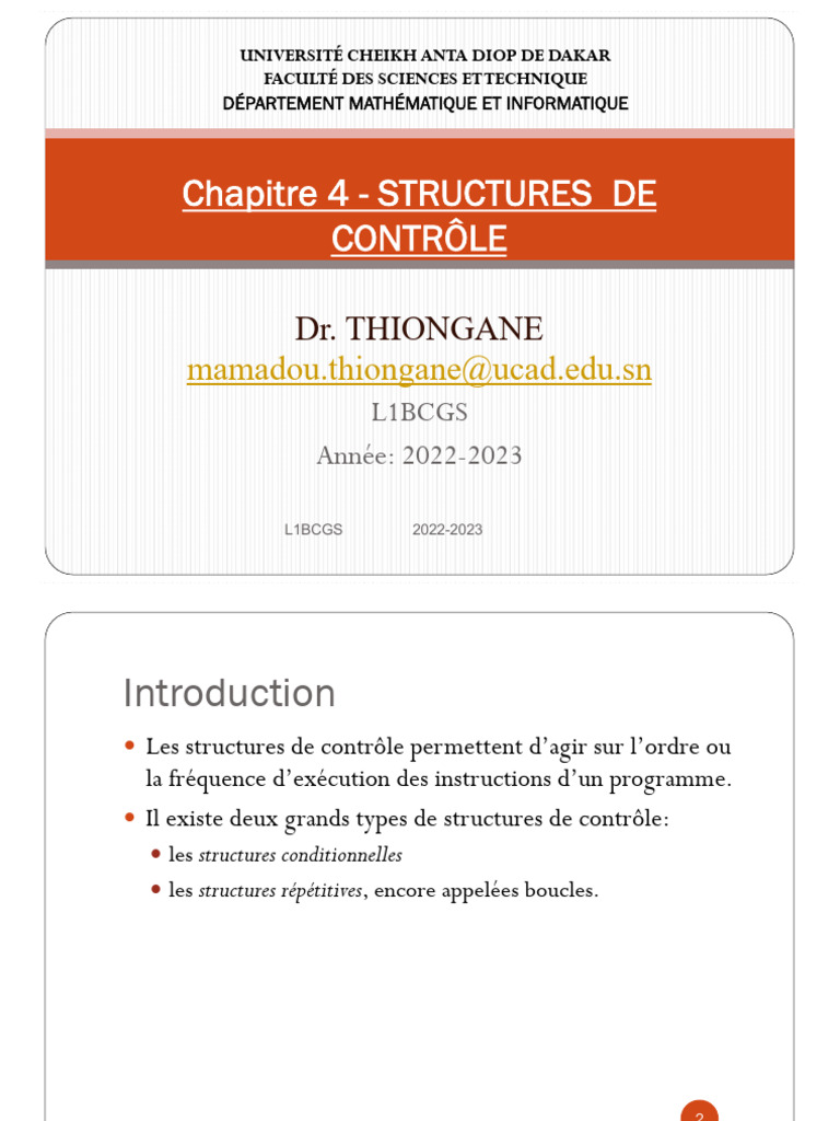 Structures de contrôle en programmation | PDF | Structure de contrôle ...