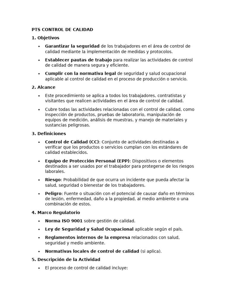 Control de Calidad y Seguridad Laboral | PDF | Laboratorios | Calidad ...