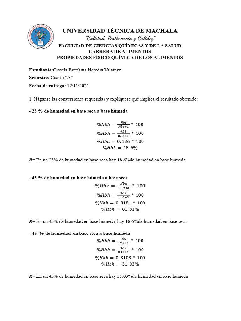 Relación Entre Base Seca y Base Húmeda | PDF