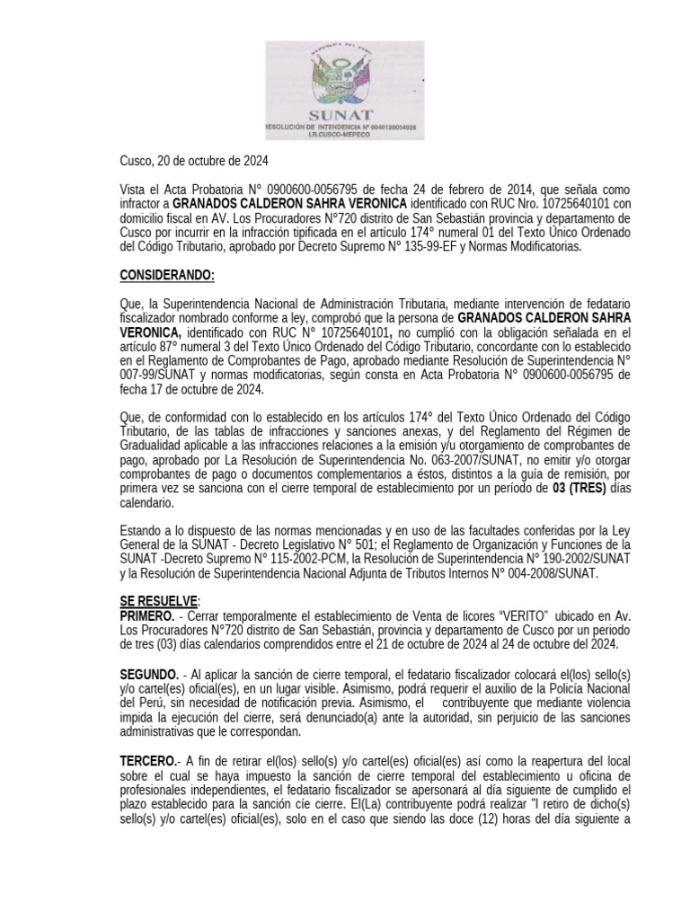Resolución de Cierre de Local | PDF | Gobierno