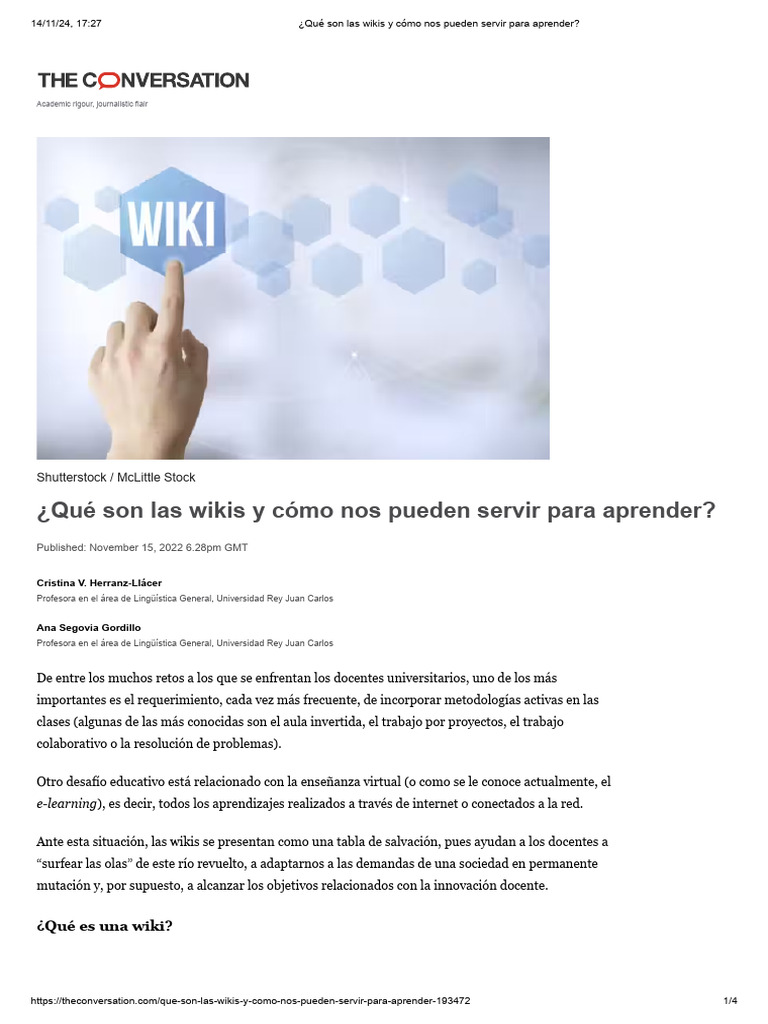 Wikis en la educación universitaria | PDF | Wiki | Enseñando