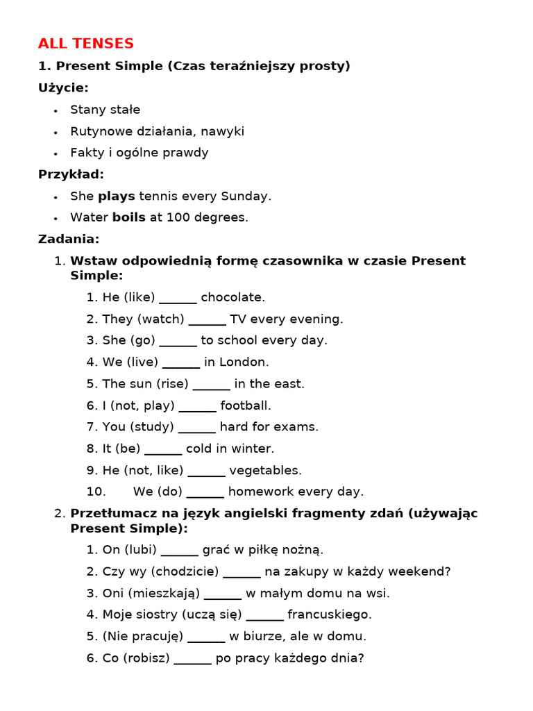 All Tenses Review | PDF
