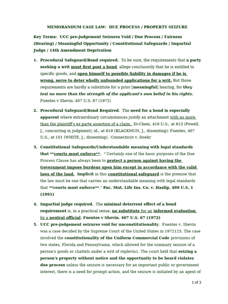 Due Process in Property Seizure Law | PDF | Due Process Clause | Search ...