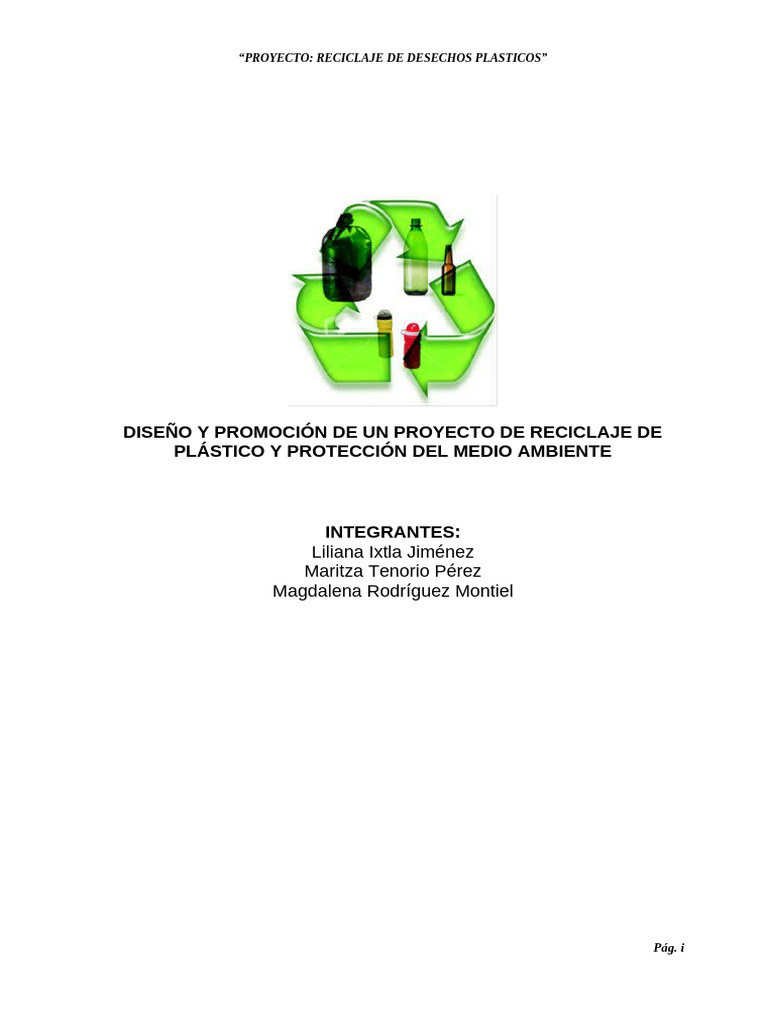 Proyecto de Reciclaje de Plásticos Ecológico | PDF | Residuos | Reciclaje